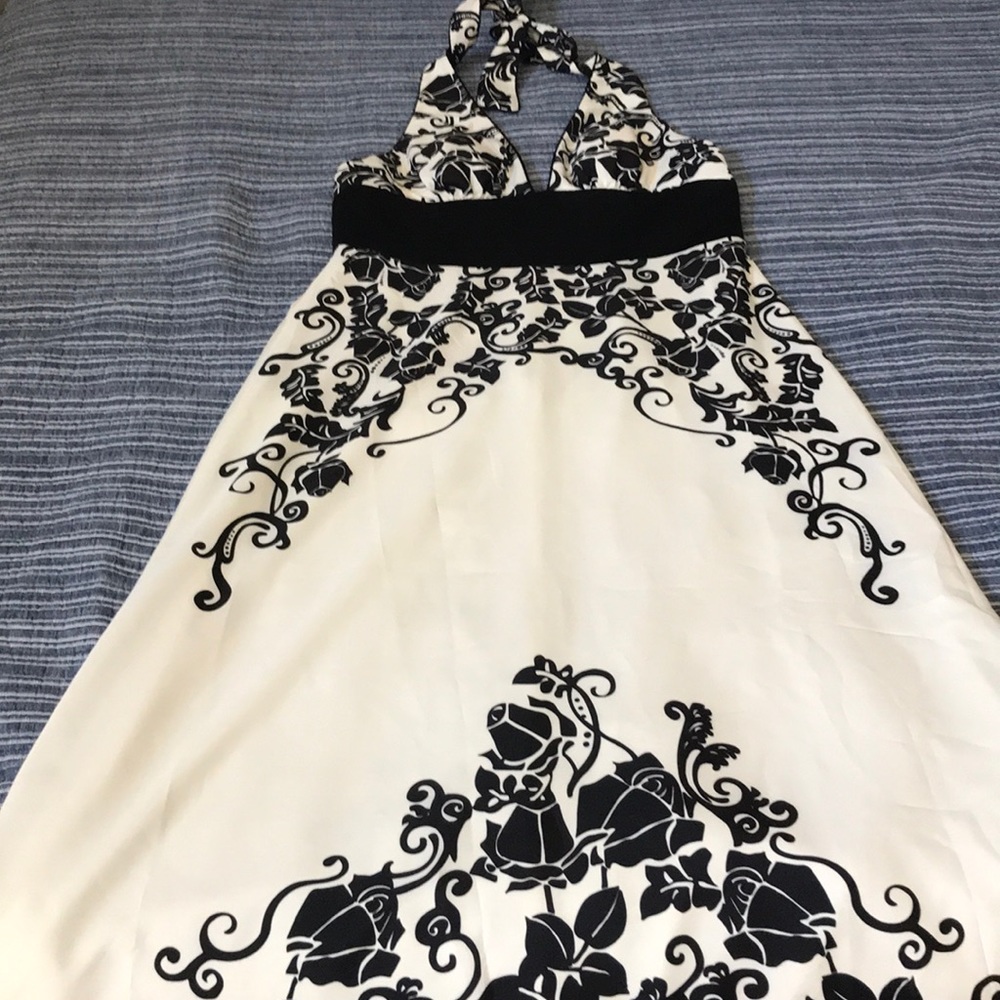 Black and white halter dress